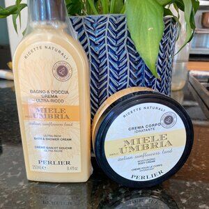 Lot of 2 New Sealed Perlier Italian Sunflowers Land Body Cream Bath Shower Cream